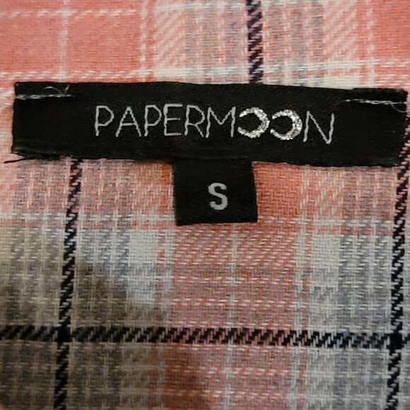 Papermoon Patchwork Oversized Plaid Flannel Button Down Top.  Size Small.  23" A - Picture 5 of 6